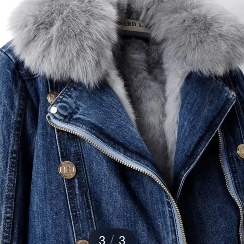 Women's Faux Collar Denim Jacket Penny lane style   size XL - Picture 3 of 12